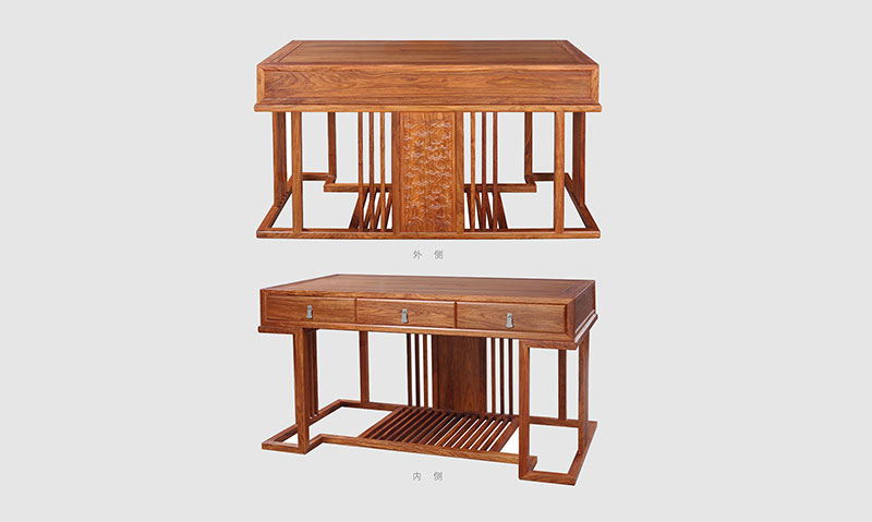 梧州 别墅中式家居书房装修实木书桌效果图
